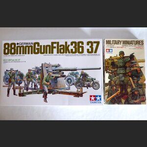 TAMIYA JAPAN WWII 88mm GUN FLAK 36/37 GERMAN GUN MODEL & FIGURES 1/35 SCALE